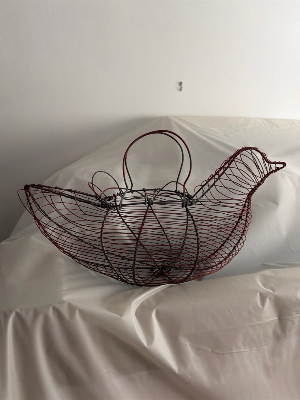 Antique French Wire Bird Basket -